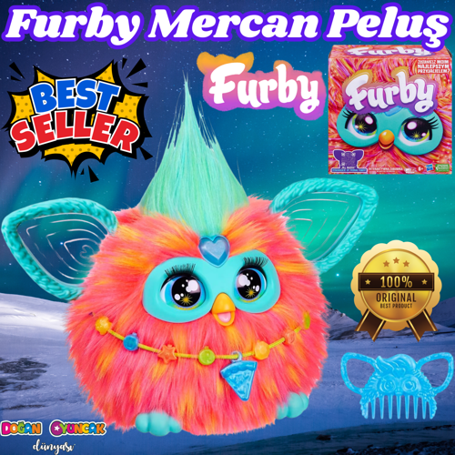 Furby Mercan Renkli İnteraktif Pelüş Oyuncak - Furby Peluşu - Furby Oyuncak Peluş - Konuşan Furby Oy