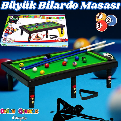 Büyük Bilardo Masası - Bilardo Maçı - Bilardo Oyuncak - 8 Ball Oyunu - Büyük Bilardo Seti - Bilardo 