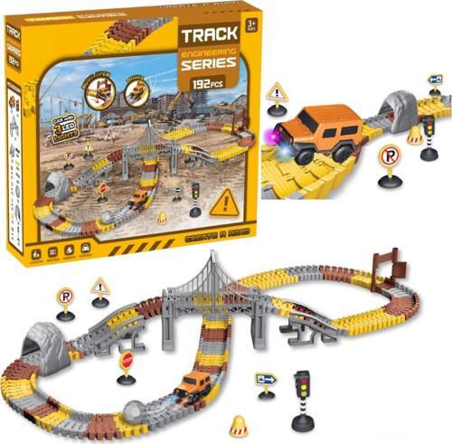 İnşaat Trucks 192 Parça Raylı Pist - Raylı Araç Oyuncak - Tren Oyuncak - Renkli Araç Yolu - İnşaat S