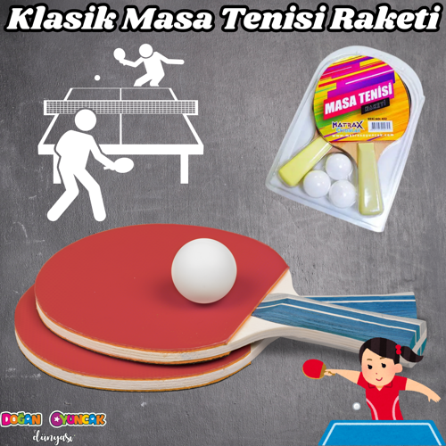 Klasik Masa Tenisi Raketi - Okul İçin Masa Tenisi Raketi - Tenis Oyuncakları - Masa Tenisi Oyunu - R