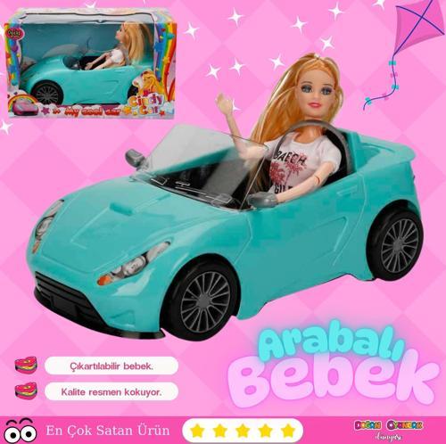 Cindy Doll Bebekli Arabası Turkuaz - Oyuncak Arabalı Bebek - Barbie Arabası - Bebekli Barbie Arabası