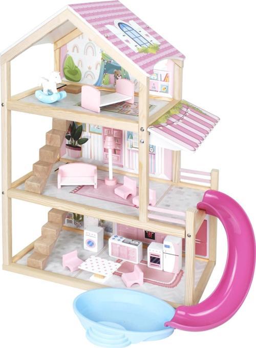 Lüx Ahşap Kaydıraklı Oyun Evi - Ahşap Tatil Evi - Havuzlu Oyun Evi - Ahşap Ev - Ahşap Oyun Evi