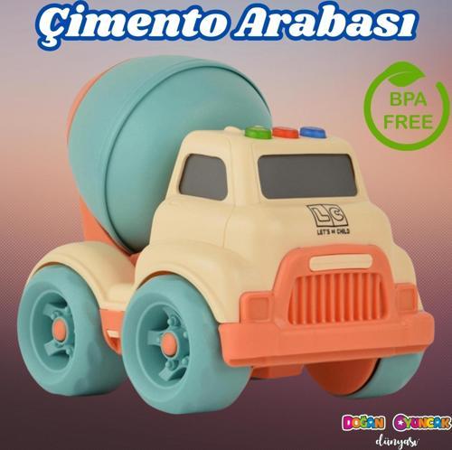 Lüx Bej Sesli Ve Işıklı Minik Mikser - Plastik Mikser - Kırılmaz Oyuncak - Kırılmaz Çimento Mikser -