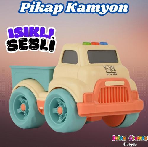 Lüx Bej Sesli ve Işıklı Minik Pikap - Plastik Kamyon - Kırılmaz Oyuncak - Kırılmaz Pikap - Işıklı Se