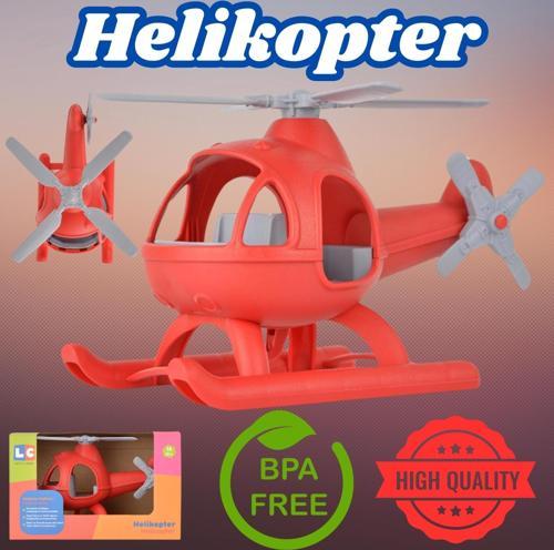 Lüx Kırmızı Büyük Helikopter - Plastik Helikopter - Kırılmaz Oyuncak - Kırılmaz Helikopter - Helikop