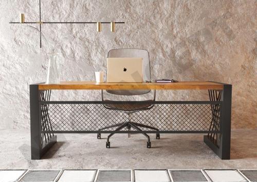 Alfa Açık Ceviz Renk Masif Ahşap Ofis Ve Çalışma Masası ( 85 cm - 180 cm )