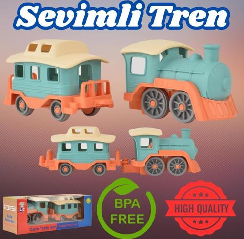Lüx Somon Sevimli Tren Tren Seti - Plastik Tren - Kırılmaz Oyuncak - Kırılmaz Tren - Tren Oyuncaklar