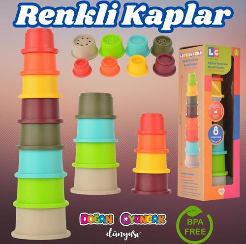 Yuvarlak Renkli Kaplar - Üst Üste Dizme Oyunu - Kırılmaz Oyuncak - Kırılmaz Bebek Oyuncak - Kutu Diz