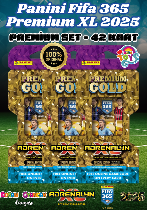 Panini FIFA 365 Adrenalyn XL 2025 Premium Gold Kart 3 Paket - Futbolcu Kartları - Gold Trading Oyunc