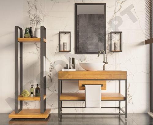 Liv Ayna Çerçeveli Masif Ahşap Lavabo Dolabı Hilton ( 70 cm )