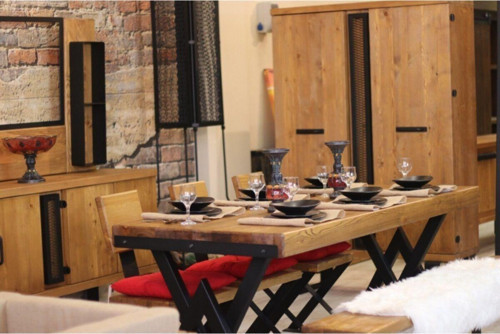 Masif Ağaç Yemek Masası Takımı - 85 cm - 150 cm Masa + 150 cm Bank + 4 Adet Loft Sandalye