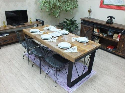 Masif Ağaç Yemek Masası - 85 cm - 200 cm Masa