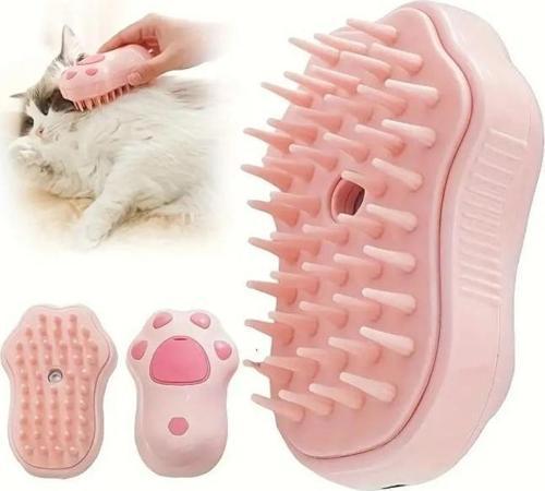 Buharlı Kedi Köpek Tüy Toplama Yıkama Fırçası Usb Şarjlı Silikon Fırça Pet Masaj Bakım Duş Tarağı