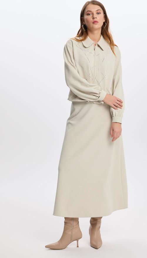 Gömlek Yaka Fermuarlı Taş İkili Takım TK-1378