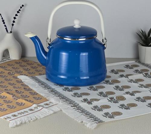Alev Vintage Demlik - Emaye Çaydanlık, Kettle - 2.5 Litre, Mavi