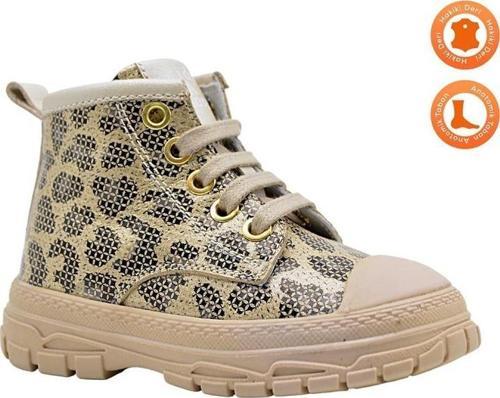 Sparks Fermuarlı ve Bağcıklı Deri Kız Bot Bej