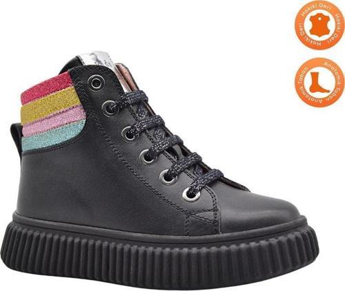 Angel Bağcıklı ve Fermuarlı Deri Kız Çocuk Bot Siyah