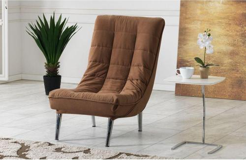 Smart Kılıflı Süngerli Metal Ayaklı Berjer Kahverengi 67x94 cm