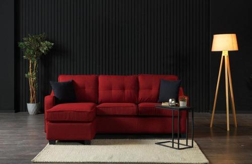 Plus Kılıflı Torba Yaylı Keten Kumaş Fonksiyonel Çift Yönlü Köşe Takımı Kırmızı 140x213 cm