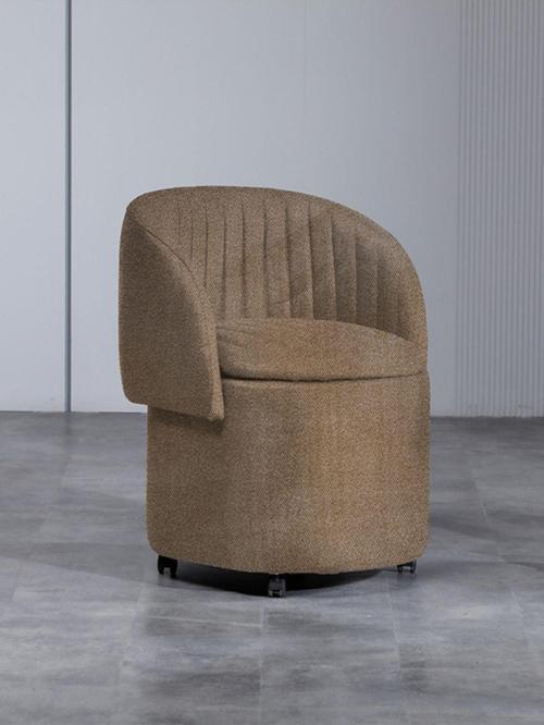 Form Bazalı Tekerlek Ayaklı Hafif Nubuk Kumaş Sırtlı - Sırtsız Puf - Renk Seçenekli 64x64 cm
