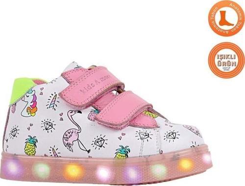 Pinky Pine Dijital Baskılı Deri Işıklı Taban Kız Çocuk Bot Pembe