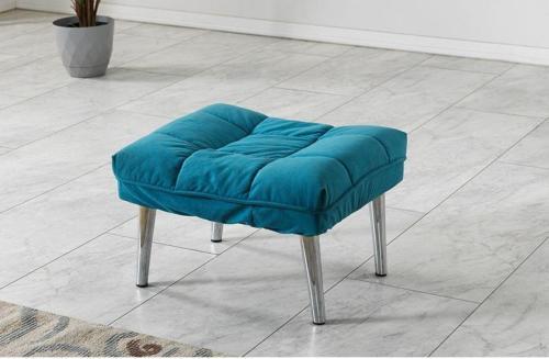 Smart Kılıflı Süngerli Metal Ayaklı Puf Mavi 53x64 cm