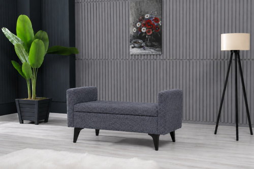 Toffet Bazalı Değiştirilebilir Kollu Süngerli Yüksek Plastik Ayaklı Puf - Bench 58x111 cm