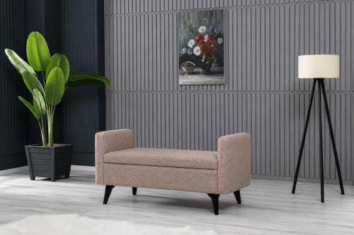 Toffet Bazalı Değiştirilebilir Kollu Süngerli Yüksek Plastik Ayaklı Puf - Bench 58x111 cm