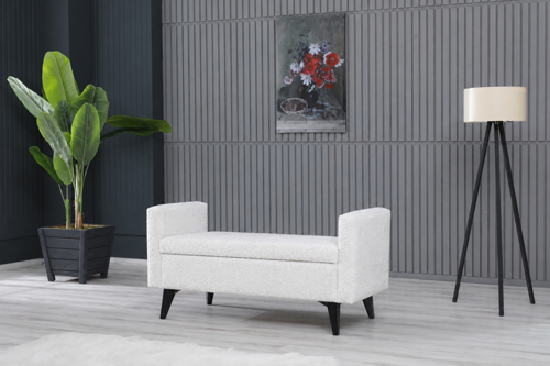 Toffet Bazalı Değiştirilebilir Kollu Süngerli Yüksek Plastik Ayaklı Puf - Bench 58x111 cm