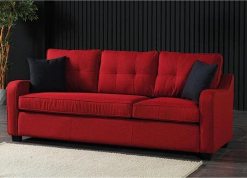 Plus Kılıflı Torba Yaylı Keten Kumaş Fonksiyonel Üçlü Kanepe Koltuk Kırmızı 74x213 cm