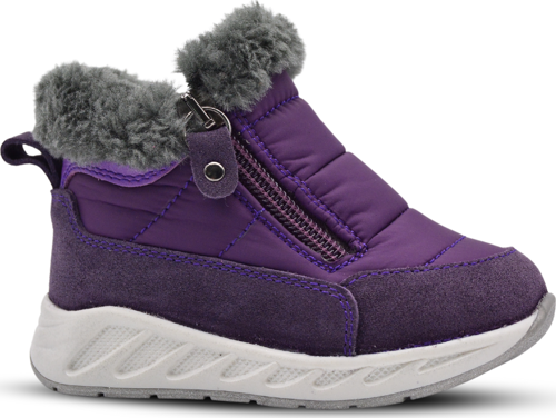 Manarola Çift Fermuarlı İçi Peluş Kürklü Paraşüt Kumaş Kız Çocuk Bot Mor