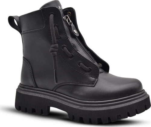 Rebecca Bağcıklı Ve Fermuarlı Kız Çocuk Bot Siyah