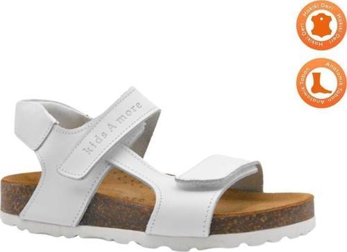 Zoey Çift Cırtlı Deri Unisex Çocuk Sandalet Beyaz
