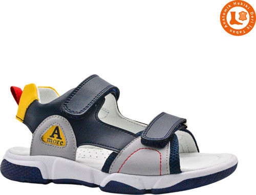 Jong Çift Cırtlı Deri Erkek Çocuk Sandalet Lacivert