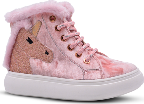 Heira Unicorn Desenli İçi Peluş Kürklü Kız Bebek Bot Pembe