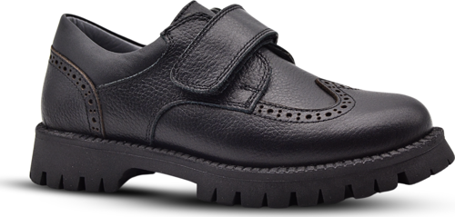 Fresco Cırtlı Hakiki Deri Oxford Çocuk Okul Ayakkabısı Siyah 