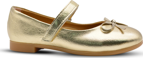 Jessica Tek Cırtlı Pu Deri Kız Çocuk Babet Ayakkkabı Altın