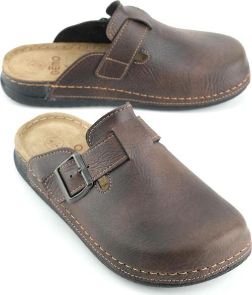 Gemo Erkek İç Taban Hakiki Deri Tek Toka Ayarlanabilir Ev Bahçe Günlük Terlik