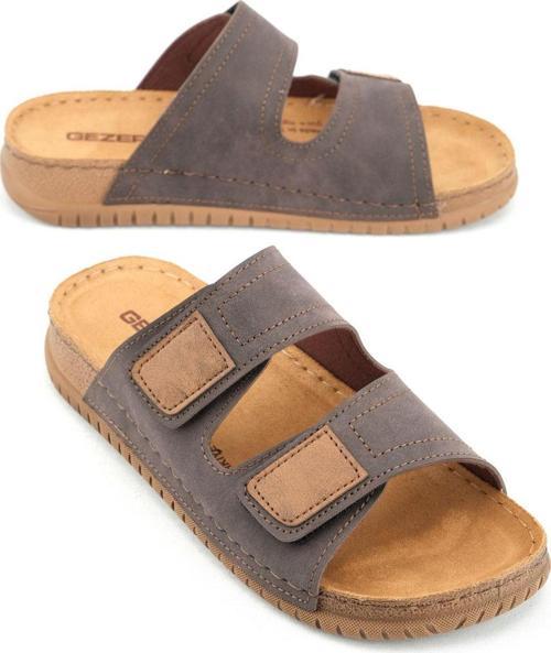 Erkek Yazlık Tasarım Çift Cırtlı Ayarlanabilir Suni Deri Rahat Taban Günlük Terlik