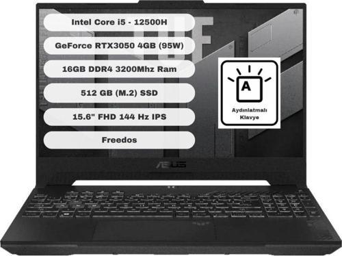 Tuf Gaming Fx507Zc4-Hn081 Gtı16 Intel Core I5 12500H 16Gb 512Gb Ssd Rtx3050 Freedos 15.6" Fhd