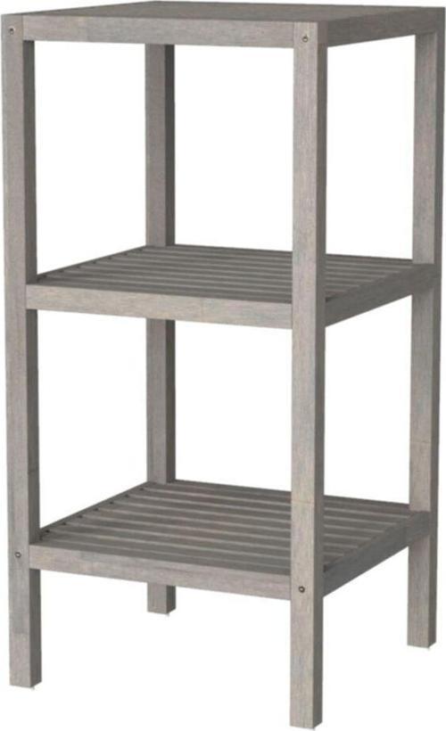 Akasya Masif Ağaç - Holger 3 Katlı Çok Amaçlı Raf - 372x371x653 Mm - Alacakaranlık Grisi