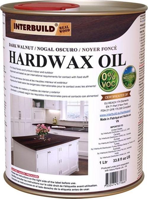 Interbuild Hardwax Oil (0%) Voc 1 L Mobilya Ve Ahşap Tezgah Yağı - Koyu Ceviz