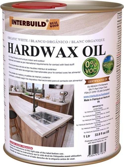 Interbuild Hardwax Oil (0%) Voc 1 L Mobilya Ve Ahşap Tezgah Yağı - Organik Beyaz