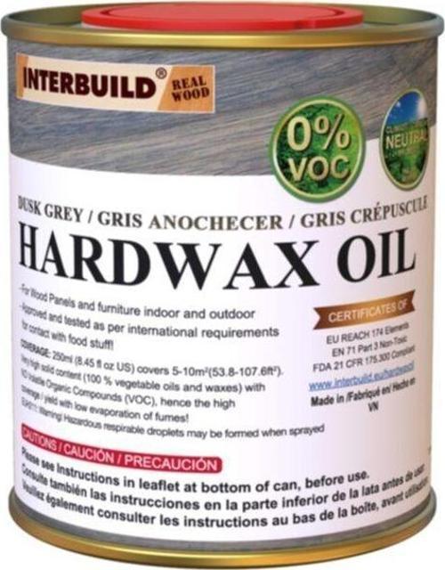 Interbuild Hardwax Oil (0%) Voc 250 Ml Mobilya Ve Ahşap Tezgah Yağı - Alaca Gri