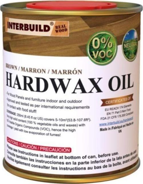 Interbuild Hardwax Oil (0%) Voc 250 Ml Mobilya Ve Ahşap Tezgah Yağı - Kahverengi