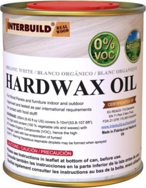 Interbuild Hardwax Oil (0%) Voc 250 Ml Mobilya Ve Ahşap Tezgah Yağı - Organik Beyaz