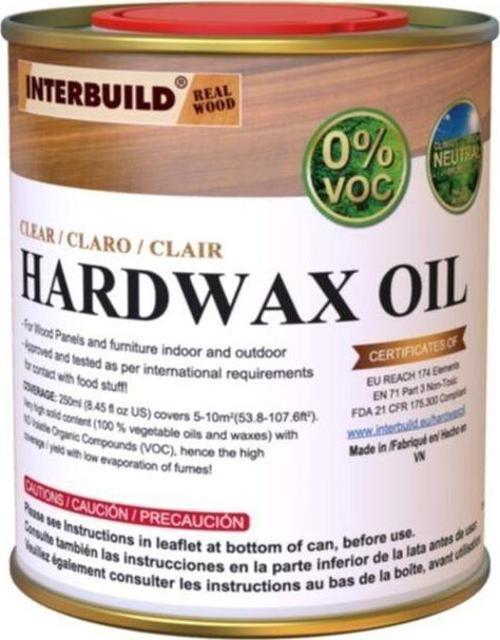 Interbuild Hardwax Oil (0%) Voc 250 Ml Mobilya Ve Ahşap Tezgah Yağı - Şeffaf