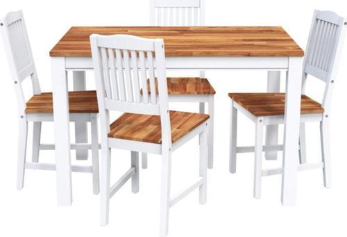 Interbuild Masif Ahşap Swoppmokk 5 Parça Yemek Takımı (1 Masa +4 Sandalye) Beyaz Ayak