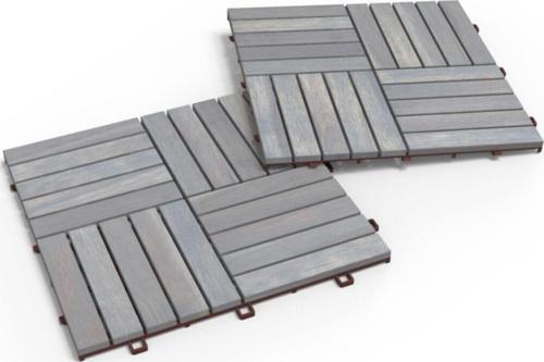 Interbuild Masif Akasya - Ahşap Karo Zemin Kaplaması 30x30Cm (10 Adet Karo = 0 - 9 M2) - Alacakaranlık Gri