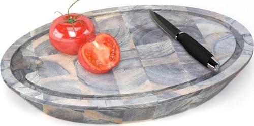 Interbuild Masif Akasya End Grain - Samurai Oval Doğrama Kasap Bloğu - 39x29x5,8 cm- Organik Beyaz